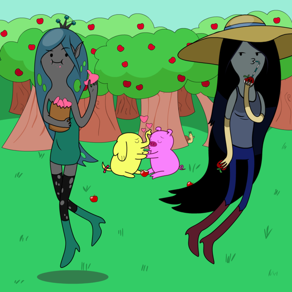 Size: 894x894 | Tagged: adventure time, artist:bajanic, crossover, derpibooru import, marceline, queen chrysalis, safe