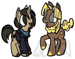 Size: 545x431 | Tagged: safe, artist:a-nigma, derpibooru import, oc, oc:kaybee, unofficial characters only, earth pony, pegasus, pony, clothes, female, mare, sweater