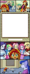 Size: 800x1977 | Tagged: safe, derpibooru import, applejack, fluttershy, princess luna, rainbow dash, rarity, snails, snips, sunset shimmer, equestria girls, exploitable, exploitable meme, humane five, meme, sunset's art critics, template, vice principal luna