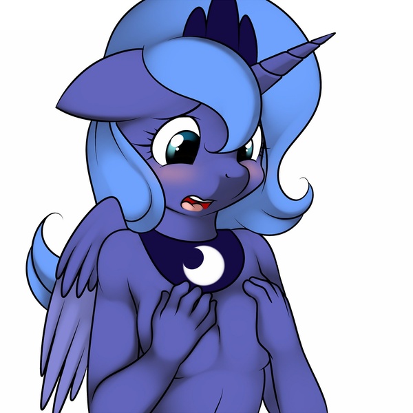 Size: 1280x1280 | Tagged: anthro, artist:kloudmutt, breasts, delicious flat chest, female, flatuna, foalcon, nudity, princess luna, questionable, s1 luna, simple background, small breasts, solo, solo female