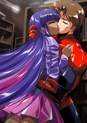 Size: 2500x3535 | Tagged: anime, artist:hinomars19, crossover, crossover shipping, derpibooru import, fanfic, fanfic art, female, human, humanized, kissing, male, marvel, peter parker, safe, spider-man, spiders and magic: rise of spider-mane, spidertwi, straight, twilight sparkle