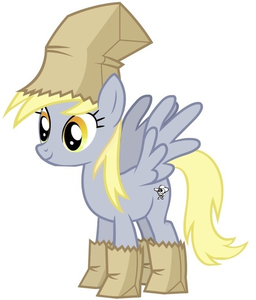 Size: 650x760 | Tagged: safe, derpibooru import, derpy hooves, pegasus, pony, bag, bags, clothes, costume, cutie mark, female, mare, nightmare night, paper bag wizard, shoop, solo, the man they call ghost, true capitalist radio