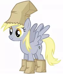 Size: 650x760 | Tagged: safe, derpibooru import, derpy hooves, pegasus, pony, bag, bags, clothes, costume, cutie mark, female, mare, nightmare night, paper bag wizard, shoop, solo, the man they call ghost, true capitalist radio