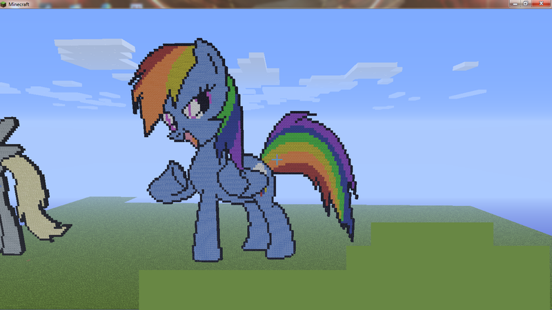 Size: 1366x768 | Tagged: derpibooru import, minecraft, minecraft pixel art, pixel art, rainbow dash, safe