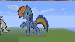 Size: 1366x768 | Tagged: derpibooru import, minecraft, minecraft pixel art, pixel art, rainbow dash, safe