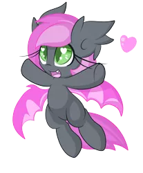 Size: 2500x3026 | Tagged: safe, artist:starlightlore, derpibooru import, oc, oc:heartbeat, unofficial characters only, bat pony, pony, blank flank, heart, heart eyes, simple background, solo, transparent background, wingding eyes