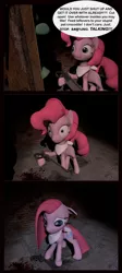 Size: 599x1335 | Tagged: 3d, artist:pika-robo, comic, derpibooru import, fanfic:cupcakes, gmod, hacksaw, pinkamena diane pie, pinkie pie, semi-grimdark, solo