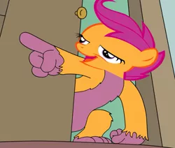 Size: 983x833 | Tagged: chickun, derpibooru import, evil monkey, exploitable meme, family guy, forced meme, meme, monkey, safe, scootaloo