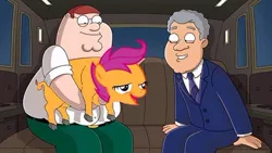 Size: 450x253 | Tagged: bill clinton, chicken, chickun, derpibooru import, exploitable meme, family guy, forced meme, meme, peter griffin, pig, safe, scootaloo