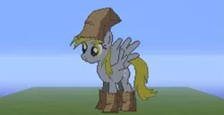 Size: 1365x703 | Tagged: safe, derpibooru import, derpy hooves, pegasus, pony, block, female, mare, minecraft, minecraft pixel art, nightmare night, paper bag, paper bag wizard, pixel art, solo