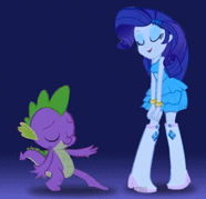 Size: 186x179 | Tagged: safe, artist:pia-sama, derpibooru import, rarity, spike, equestria girls, animated, butt shake, clothes, dancing, dancity, dress, fall formal outfits, twerking