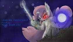 Size: 3500x2000 | Tagged: anthro, arm cannon, artist:jamesmilhauser, derpibooru import, robot, safe, solo, sweetie belle, sweetie bot, sword