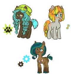 Size: 1084x1125 | Tagged: semi-grimdark, artist:spideride, derpibooru import, oc, oc:catnip, oc:mango beatz, unofficial characters only, earth pony, pony, amputee, beanie, female, freckles, frown, hat, heterochromia, lidded eyes, long hair, long mane, looking at you, mare, music notes, ribcage, ribs, short tail, smiling, unshorn fetlocks