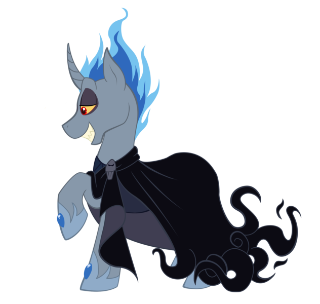 Size: 2446x2322 | Tagged: artist:icelion87, curved horn, derpibooru import, disney, disney style, greek mythology, hades, hercules, ponified, safe, smiling, solo, style emulation