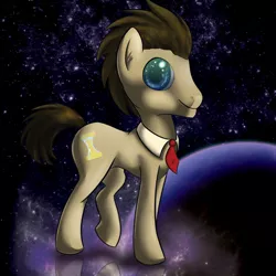 Size: 500x500 | Tagged: safe, artist:krucification, artist:pajaga, derpibooru import, doctor whooves, time turner, earth pony, pony, background pony, doctor who, solo, space, tenth doctor, time lord