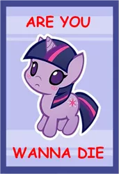 Size: 627x917 | Tagged: are you wanna die, chibi, comic sans, derpibooru import, edit, engrish, grammar error, meme, safe, solo, twilight sparkle