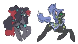 Size: 1514x859 | Tagged: safe, artist:spideride, derpibooru import, oc, unofficial characters only, earth pony, pegasus, pony, female, mare, nose ring, ponytail, saddle