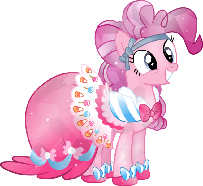 Size: 5500x5031 | Tagged: safe, artist:theshadowstone, derpibooru import, pinkie pie, earth pony, pony, absurd resolution, clothes, crystallized, cute, diapinkes, dress, female, gala dress, mare, simple background, solo, sweet dreams fuel, transparent background, vector
