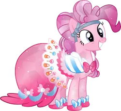 Size: 5500x5031 | Tagged: safe, artist:theshadowstone, derpibooru import, pinkie pie, earth pony, pony, absurd resolution, clothes, crystallized, cute, diapinkes, dress, female, gala dress, mare, simple background, solo, sweet dreams fuel, transparent background, vector