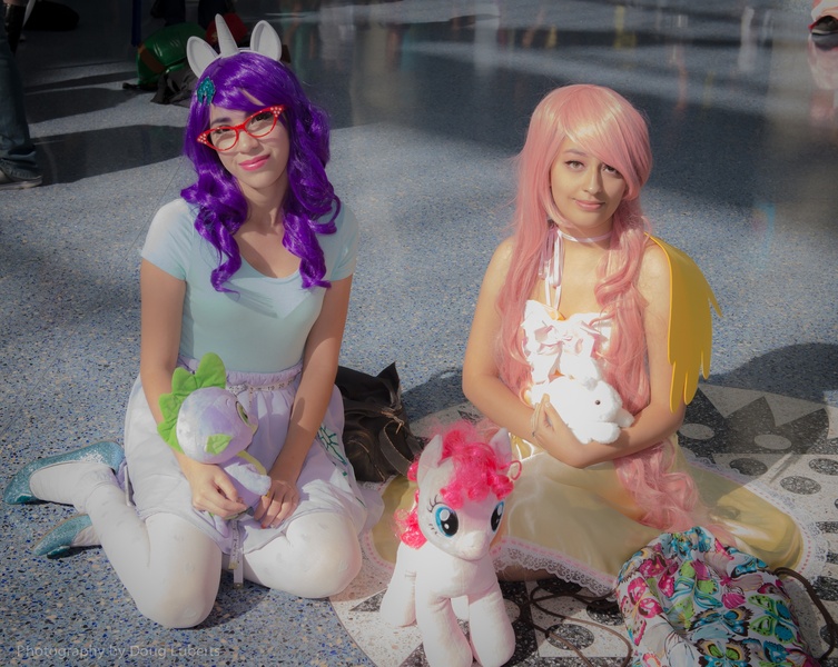 Size: 2048x1632 | Tagged: build-a-bear, cosplay, derpibooru import, fluttershy, human, irl, irl human, photo, pinkie pie, plushie, rabbit, rarity, safe, spike, spike plushie