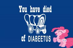 Size: 680x445 | Tagged: cute, derpibooru import, diabetes, implied death, oregon trail, pinkie pie, safe, you have died of dysentery