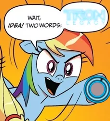 Size: 334x366 | Tagged: applejack, comic, derpibooru import, exploitable meme, idw, meme, rainbow dash, safe, tron, tron legacy, two words meme