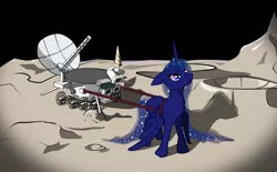 Size: 1790x1110 | Tagged: artist:snakeonmoon, lunokhod, moon, princess luna, russian, sad, safe, solo, soviet union, vector