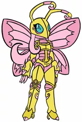 Size: 1024x1523 | Tagged: artist:c8lin-the-hedgie, crossover, derpibooru import, digimon, digimonized, female, fluttershy, papillomon, safe, simple background, solo, white background