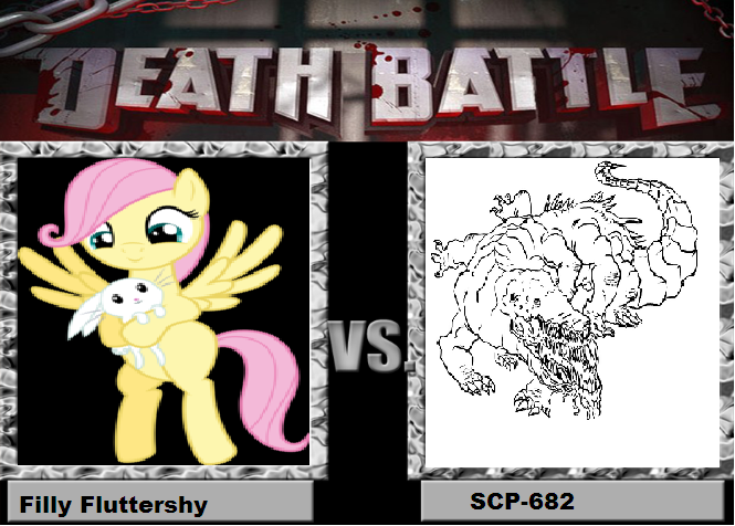 Size: 665x476 | Tagged: death battle, derpibooru import, exploitable meme, filly, fluttershy, meme, scp-682, scp foundation, semi-grimdark, this will end in tears