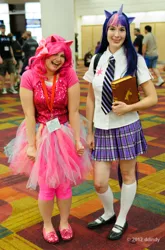 Size: 676x1024 | Tagged: artist needed, book, clothes, cosplay, derpibooru import, gencon, gen con 2012, human, irl, irl human, mary janes, necktie, photo, pinkie pie, safe, skirt, tutu, twilight sparkle