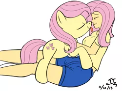 Size: 1600x1200 | Tagged: safe, artist:tomtornados, derpibooru import, fluttershy, human, pony, breasts, busty fluttershy, colored, female, human on pony action, human ponidox, humanized, humanized human on pony action, selfcest