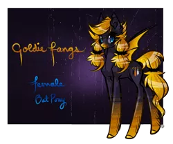 Size: 888x742 | Tagged: safe, artist:haventide, derpibooru import, oc, unofficial characters only, bat pony, pony, fangs, female, goldie fangs, mare, pigtails, solo