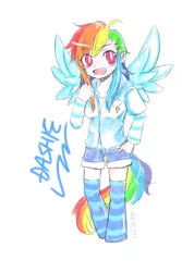 Size: 667x1000 | Tagged: artist:charmyamber, artist:renezinha, derpibooru import, human, humanized, light skin, rainbow dash, safe, solo, tailed humanization, winged humanization