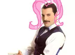 Size: 410x300 | Tagged: 1000 hours in ms paint, derpibooru import, fluttershy, freddie mercury, human, irl, irl human, mane, ms paint, photo, safe, solo, wat