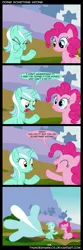 Size: 1700x5100 | Tagged: safe, artist:thunderhawk03, derpibooru import, lyra heartstrings, pinkie pie, pony, too many pinkie pies, comic, hand, inflated tail, inflation, prehensile tail, tail, that pony sure does love hands, the three caballeros