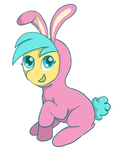 Size: 500x662 | Tagged: artist needed, bunny costume, clothes, cute, derpibooru import, safe, solo, source needed, sunshower raindrops