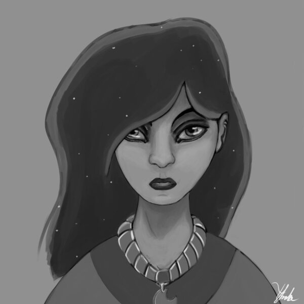 Size: 894x894 | Tagged: artist:xenstroke, derpibooru import, grayscale, human, humanized, monochrome, portrait, princess luna, safe, solo, stern