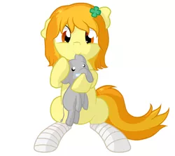 Size: 1280x1137 | Tagged: safe, artist:furrgroup, derpibooru import, spitfire, elephant, pegasus, pony, clothes, clover, commission, cute, female, filly, four leaf clover, plushie, socks, solo, striped socks, younger