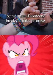 Size: 476x668 | Tagged: angry, derpibooru import, justgirlythings, justlittlethings, pinkie pie, pinkie promise, safe, you pinkie promised