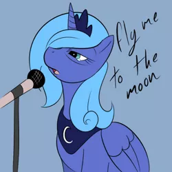 Size: 600x600 | Tagged: artifact, artist:kloudmutt, artist:pacce, colored, derpibooru import, fly me to the moon, frank sinatra, microphone, princess luna, s1 luna, safe, singing, solo, song reference