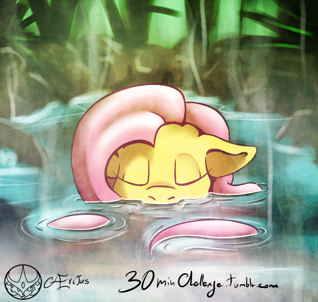 Size: 1000x948 | Tagged: artist:aeritus, derpibooru import, fluttershy, safe, solo, water