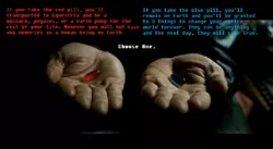 Size: 898x491 | Tagged: blue pill, derpibooru import, equestria, red pill, safe, text, the matrix