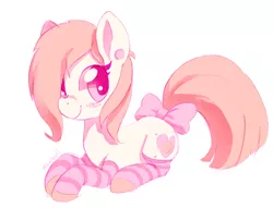Size: 750x572 | Tagged: artist:mewball, bow, clothes, derpibooru import, oc, safe, socks, solo, striped socks, tail bow, unofficial characters only