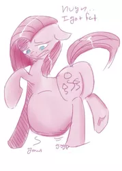 Size: 488x680 | Tagged: artist:pony pudge, belly, dead source, derpibooru import, fat, pinkamena diane pie, pinkie pie, plot, porkymena diane pie, pudgy pie, safe, solo, stuffed