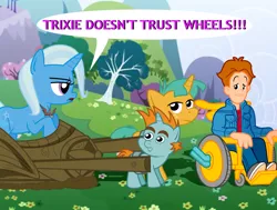 Size: 2000x1509 | Tagged: alicorn amulet, artist:dcencia, burger king, burger king kids club, chariot, crossover, derpibooru import, human, safe, snails, snips, trixie, we are going to hell, wheel, wheelchair