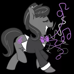 Size: 700x700 | Tagged: artist:soullessteddybear, clothes, derpibooru import, hat, music notes, octavia melody, safe, solo, tuxedo