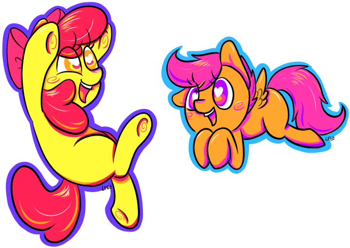 Size: 720x510 | Tagged: safe, artist:soullessteddybear, derpibooru import, apple bloom, scootaloo