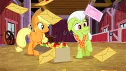 Size: 853x480 | Tagged: adorabloom, animated, apple bloom, apple family reunion, applejack, cute, derpibooru import, granny smith, hopping, pronking, safe