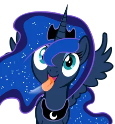 Size: 1593x1725 | Tagged: safe, artist:umbra-neko, derpibooru import, princess luna, pony, cute, fourth wall, licking, licking ponies, lunabetes, screen, silly, silly pony, simple background, solo, tongue out, transparent background, vector