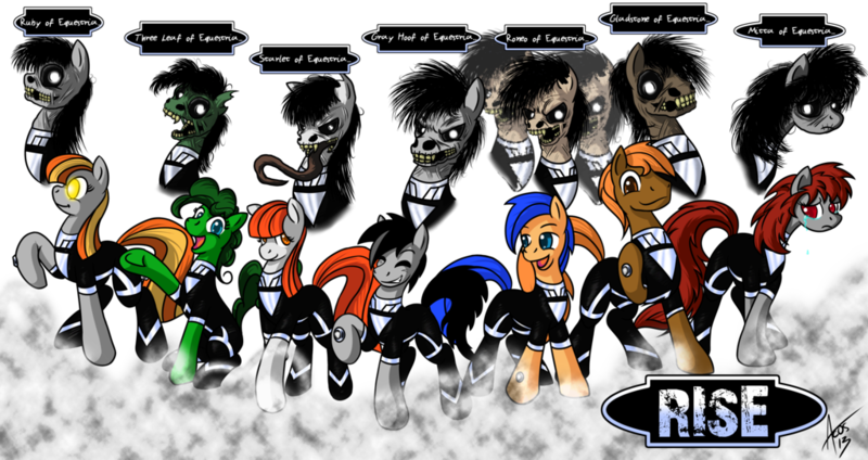 Size: 1024x543 | Tagged: artist:cynos-zilla, blackest night, black lantern, crossover, derpibooru import, green lantern, oc, oc:gladstone, oc:grey hoof, oc:mitta, oc:roneo, oc:ruby, oc:starlet, oc:three leaf, semi-grimdark, story of the blanks, zombie